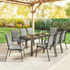 Outdoor Dining Sets for 8 with Stackable Chairs, Patio Dining Set with Glass Top Table for Garden, Patio, Backyard, Light Grey