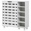 Shoe Cabinet, 21 Pair Shoe Storage Cabinet Organizer with 5-tier Double Door Cupboard and 5-tier Open Shelves, White