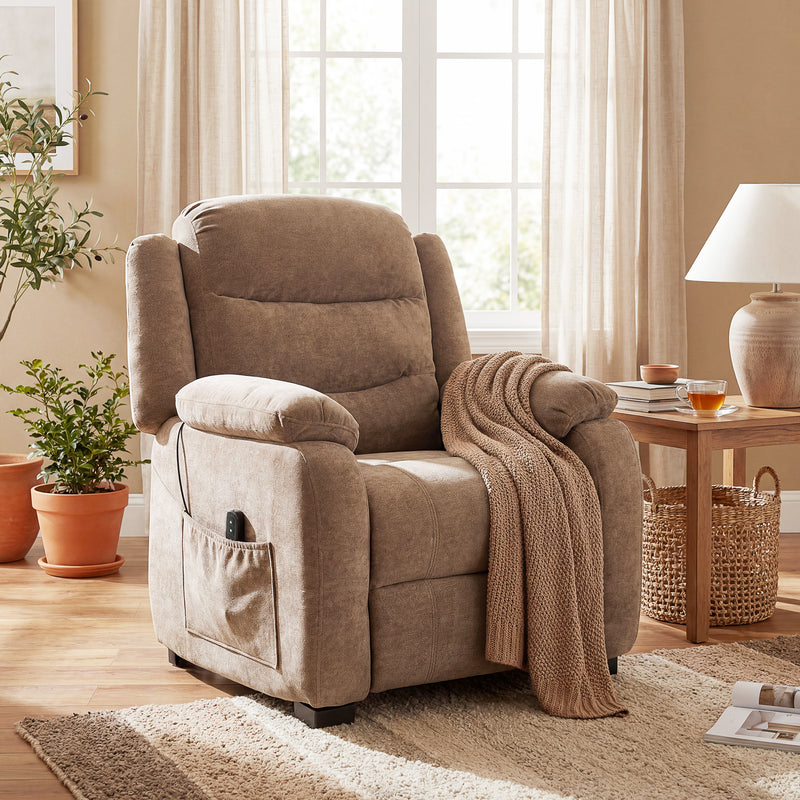 Massage Recliner Chair, Power Recliner with Quiet Brushless Motor, Remote, Pockets, 2 Memory Positions