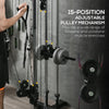 Soozier Wall Mount Cable Station, 15 Positions Adjustable Dual Pulley Machine Cable Crossover Machine Home Gym Equipment