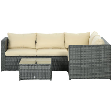 3 Pieces Rattan Wicker Outdoor Conversation Furniture Set w/ Loveseats Coffee Table Cushions for Garden, Patio