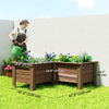 Raised Garden Bed, Wooden Elevated Planter Box Outdoor with Legs, for Vegetables, Flowers, Herbs, L-shaped, Carbonized