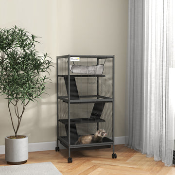 Steel Small Animal Cage for Guinea Pig, Ferret, Chinchilla, Kitten and Rabbit, Black