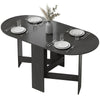 Oval Folding Dining Table, Space Saving Drop Leaf Kitchen Table for Dining Room, Living Room, Black