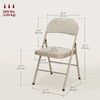 Set of 6 Metal Foldable Chairs, Linen Fabric Padded Folding Chairs with Cushion Seat and Open Back for Indoor, Beige