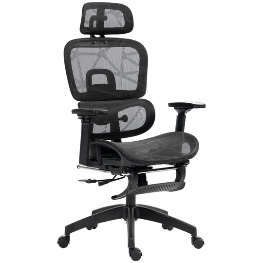 Mesh Office Chair with 3D Armrest, High Back Desk Chair with Lumbar Support, 135° Reclining, Adjustable Headrest