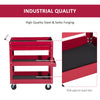 3-Tier Rolling Tool Cart with Drawer and Side Box, 132 LBS Capacity Steel Utility Cart, Mobile Service Tool Organizer for Garage, Warehouse, Workshop, Red