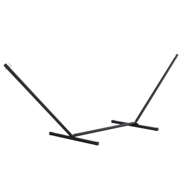 11.8'L Hammock Stand Extra Long Heavy Duty Straight Pole Day Bed Swing Metal Frame Simple Set Up Garden Outdoor Camping Picnic Use Black