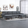 U Shape Couch with Double Chaise Lounge, Modern 4 Seater Sofa with Wooden Legs, Fabric Sofa for Living Room