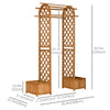 7.7FT Garden Arch with 2 Foldable Planter Boxes, Outdoor Wooden Trellis Arbor for Ceremony Party Weddings, Brown