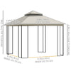 10'x10' Soft-top Patio Gazebo with Double Tier Roof, Mesh Curtains, Display Shelves, Top Hooks