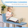 Multi-Purpose Bookshelf with 5 Cubes, 5-Cubby Bookcase with Cushioned Reading Nook and Storage Shelves, Blue