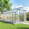 16' x 8' Aluminum Polycarbonate Greenhouse Walk-in Garden Greenhouse Kit with Adjustable Roof Vent, Rain Gutter and Sliding Door for Winter