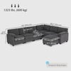 Modular Sectional Sofa, Oversized U-Shaped Couch with Spring Cushion, Corduroy Sofa for Living Room, Charcoal Grey