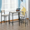 Industrial Bar Table Set Counter Height 3 Piece and 2 High Back Stools Set Dining Table Set Natural Wood