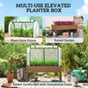 Raised Garden Bed with PE Greenhouse Cover Outdoor Elevated Wood Planter Box for Herbs and Vegetables Brown