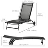 2PCs Lounge Chairs with Wheels, 5-Level Adjustable Backrest for Garden, Backyard, Patio, Deck, Poolside, White