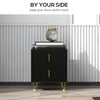 Bedside Table, Modern Nightstand with 2 Drawers, Side End Table with Metal Legs for Living Room, Bedroom, Black