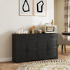 Sideboard Buffet Cabinet with Storage, Modern Coffee Bar Cabinet with 3 Drawers and Adjustable Shelves, Distressed