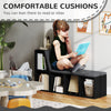 Multi-Purpose Bookshelf with 5 Cubes, 5-Cubby Bookcase with Cushioned Reading Nook and Storage Shelves, Distressed Black