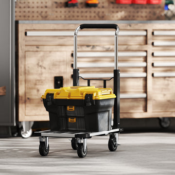 330 lbs Heavy Duty Hand Truck, Folding Trolley, Dolly with Adjustable Handle and Extendable Platform, Silver and Black