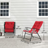 Foldable Lounge Chair, Fabric Upholstered Recliner, Outdoor Lounger with Armrest, Metal Frame for Backyard, Red