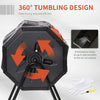 Tumbling Compost Bin Outdoor Dual Chamber 360° Rotating Composter 43 Gallon with Sliding Doors, Orange
