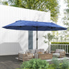 15ft Double-sided Patio Umbrella with Twin Canopy, Extra Large Outdoor Parasol with Crank for Pool, Deck, Market, Blue