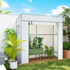 Walk-in Tomato Greenhouse Lean-to Green House with Reinforced PE Cover, Roll-up Door, Mesh Windows, White