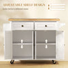 Rolling Kitchen Island with Rubber Wood Top and Storage, Spice Rack, Towel Rack