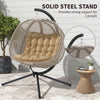 Double Egg Chair with Stand, 2 Person Hanging Swing Egg Chair with Cushion, Pockets