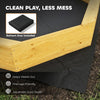 Qaba Wooden Kids Wooden Sandbox with Large Canopy, Outdoor Sand Box with 4 Bench Seats, Bottom Liner for Aged 3-8, Yellow