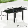Aluminum Expandable Outdoor Dining Table with Tempered Glass Tabletop and Aluminum Frame, for Garden, Backyard, Black