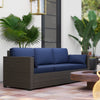 3-Seater Outdoor Sofa with Cushions, PE Rattan Conversation Patio Couch with Pillows for Garden, Poolside