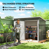 8.5' x 6' Galvanised Steel Outdoor Storage Shed, Garden Shed with Window, Lockable Wide Doors and Air Vents, Grey
