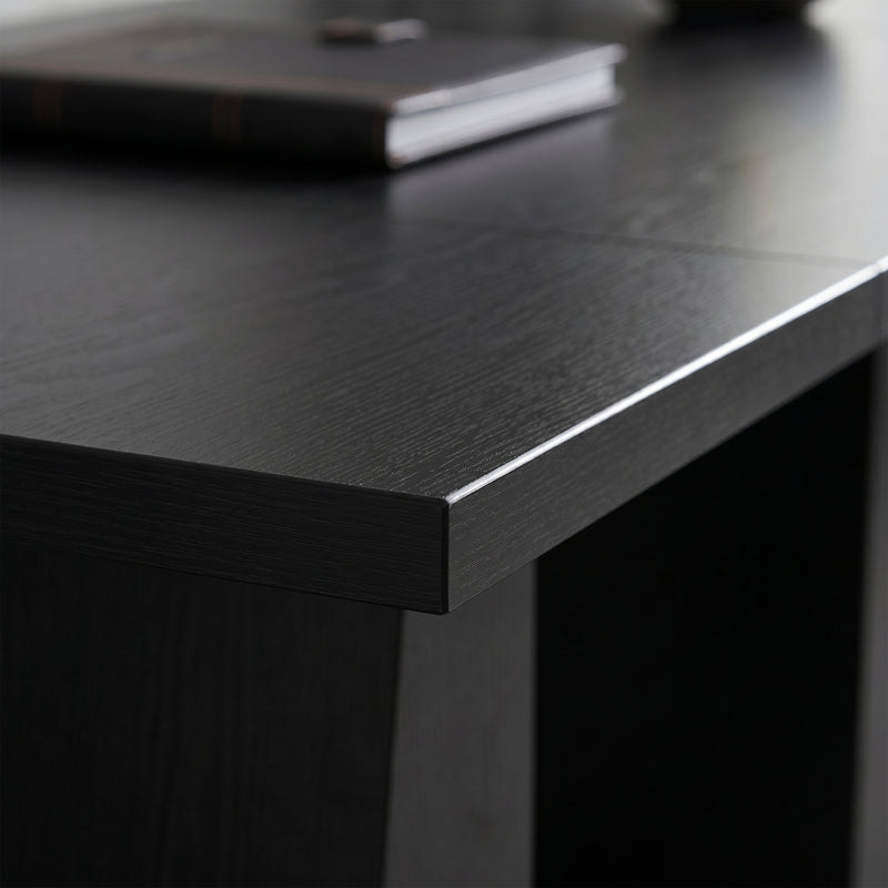 63 Inch Computer Desk with Trapezoidal Frame Light Black Wood Grain