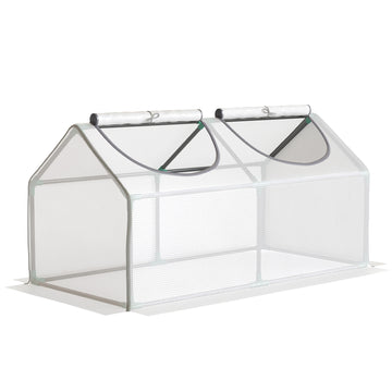 Portable Mini Tunnel Greenhouse Garden Warm House with 2 Windows Steel Frame PE Cover, 47