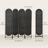 Bohemian Privacy Screen, Folding Room Divider with 4 Panels and Arched Top for Bedroom Living Room Office, Black