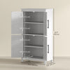 Farmhouse Bathroom Storage Cabinet, Bathroom Floor Cabinet with Barn Doors and Adjustable Shelf, White
