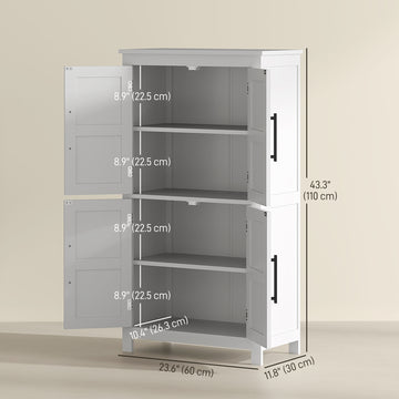 Armoire de rangement de salle de bain de style ferme, meuble de salle de bain au sol avec portes de grange et tablette réglable, blanc