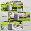 2.6 Gal Outdoor Side Table, 3-In-1 Concrete Cooler Bar Table with Storage, Removable Ice Bucket and Lid, Light Grey