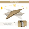 6.5x10ft Patio Umbrella Rectangle Solar Powered Tilt Aluminum Outdoor Market Parasol with LEDs Crank (Light Coffee)