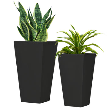 Set of 2 Tall Planters with Drainage Holes, 22