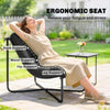 Outdoor Patio Chair, Comfy Sling Lounge Chair with Cushion, Breathable Wide Seat, Steel Frame, Dark Grey