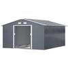 11' x 13'Garden Storage Shed w/ Foundation Kit Metal Tool Storage House w/ Double Doors