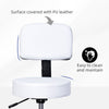 Adjustable Rolling Stool with Back, PU Leather Round Swivel Drafting Stool with Wheels for Kitchen, Salon Spa, Bar, Home Office, Massage, White