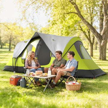 Camping Tent for 6-8 Man with 2000mm Waterproof Rainfly and Carry Bag for Fishing Hiking Festival, Green