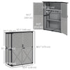 Outdoor Storage Cabinet, Wood Garden Shed with Steel Frame, Asphalt Roof, 2 Shelves and Lockable Doors, Grey