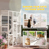Wooden Catio Outdoor Cat Enclosure with 6 Jumping Platforms, Scratching Post, 2 Ramps, Waterproof Roof, White