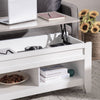 Lift Top Coffee Table with Hidden Storage Compartment and Open Shelves, Lift Tabletop Pop-Up Center Table for Living Room